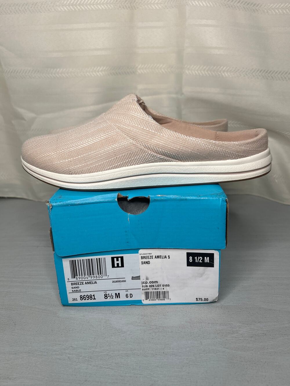 Clarks Cloudsteppers Breeze Amelia Slip On Mules Sand Womens Size 8.5M